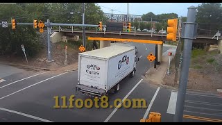 Boxtruck crash sprays debris at the 11foot8 bridge [upl. by Anneirda527]