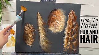 EASY How to paint FUR AND HAIR  acrylic painting tutorial for beginners  ￼ [upl. by Oiramaj]