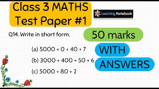 class 3 maths test paper  Maths for class 3  Marks 50 Sample Test Paper [upl. by Benjy]