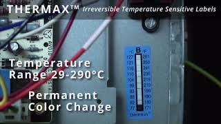 Thermax temperature indicator label แผ่นวัดอุณหภูมิ กระดาษสติ๊กเกอร์วัดอุณหภูมิ แถบวัดอุณหภูมิ [upl. by Anerroc760]