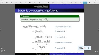 Aula 34  Parte 3  Expansão de expressões logarítmicas [upl. by Amargo]