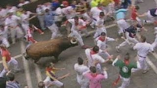 Running of the bulls Three gored in Pamplona [upl. by Iene750]