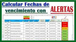 Calcular fechas de vencimiento con alertas en Excel [upl. by Alrahc726]