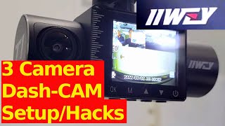 iiwey 3 Channel Camera Dash Cam Setup and Hack Installation Rear View Camera Installation Hack [upl. by Dunaville]