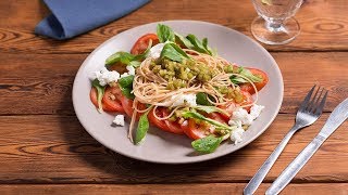 Volkoren pasta capellini met tomaat geitenkaas en groene selder [upl. by Bokaj]