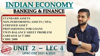 UNIT 2 LEC 4  NPA STRESSED ASSET WRITE OFF PROVISIONING SUBSTANDARD ASSET  INDIAN ECONOMY [upl. by Celestyn]