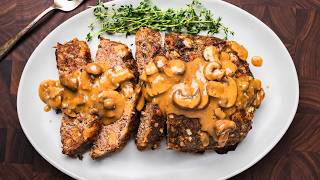 Meatloaf with Brown Gravy  Inexpensive and Delicious Family Favorite [upl. by Hildie]