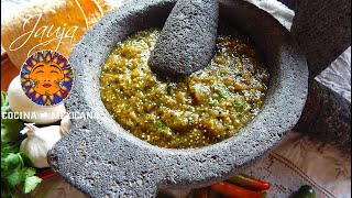 Salsa Verde Asada al Molcajete [upl. by Nodearb877]