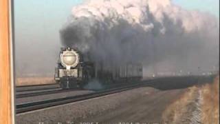 Union Pacific 3985 steaming to the Super Bowl Jan2004  Lexington Neb [upl. by Ahsilav90]