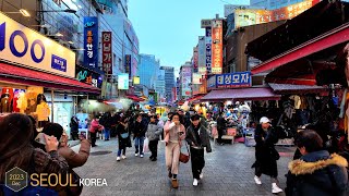 Its snowing at Namdaemun Market🌨 •4k Seoul Korea [upl. by Nairad957]