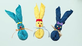 DIY Osterhase aus einem Handtuch  Osterdeko 🐰 Ostergeschenke selber machen [upl. by Lleinnad]