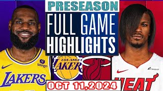 Los Angeles Lakers Vs Miami Heat Full Game Highlights Oct 112024 NBA Preseason [upl. by Hama225]