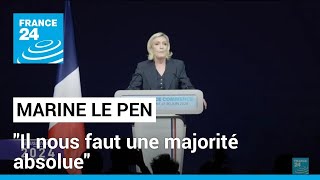 Législatives  quotLa démocratie a parléquot estime Marine Le Pen réélue dès le premier tour [upl. by Tippets]