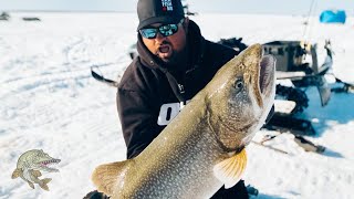 Ice fishing for REALLY BIG Lake Trout Incredible underwater footage PB on ICE [upl. by Adirehs]