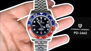 Rolex GMT Master Homage  Pagani Design PD 1662 PEPSI watch Unboxing [upl. by Frazier915]