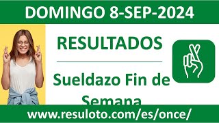 Resultado del sorteo Sueldazo Fin de Semana del domingo 8 de septiembre de 2024 [upl. by Anirtek]