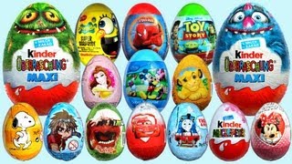 20 Surprise Eggs Kinder Surprise MAXI Mickey Mouse Cars 2 Minnie Mouse Spongebob [upl. by Tatia791]