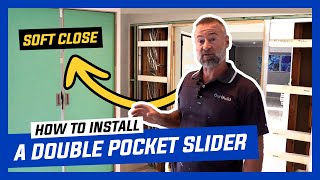 How To Install a Double Pocket Door  Cavity Slider with Soft Close [upl. by Sev]