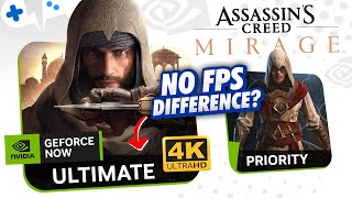 Assassins Creed MIRAGE on GeForce NOW  Priority amp ULTIMATE [upl. by Ydnat223]