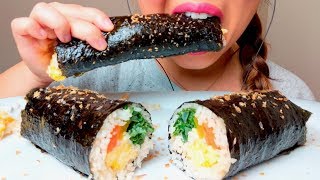 ASMR Giant Kimbap  Korean SUSHI Roll 김밥 먹방 GIMBAP No Talking Eating Sounds [upl. by Trocki]