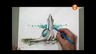 architect emad zand  sketch 10  خلاقیت در معماری عمادالدین زند [upl. by Atonsah]