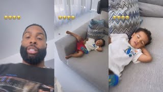 Odell Beckham Jr Couldn’t Believe The Position That He Found His Son Sleeping In 😂😂😂 [upl. by Erdnaet]