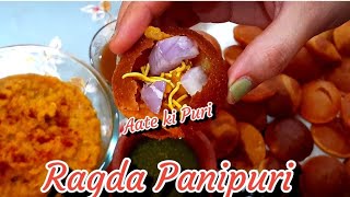 Ragda Panipuri Recipe  Aate Ki Puri Recipe  Wheat Flour Puri  ragda panipuri street food [upl. by Yxor]