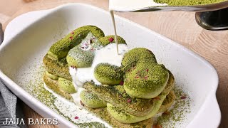 Poured Matcha Tiramisu  Individual Matcha Tiramisu With Milk Pour  Jaja Bakes [upl. by Ofelia]