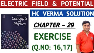 HC VERMA CHAPTER 29 QUESTION 1617 I HC VERMA ELECTRIC FIELD AND POTENTIAL SOLUTION I HCV EXERCISE [upl. by Ikila702]