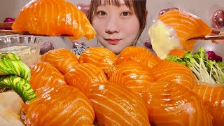 ASMR Giant Salmon Sushi【Mukbang Eating Sounds】【English subtitles】 [upl. by Imoin]