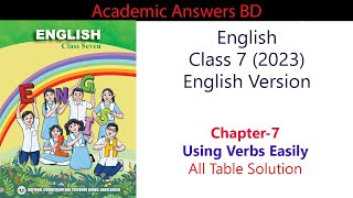 Class 7  English  Chapter 7  Using Verbs Easily  All Table Solution [upl. by Albright]