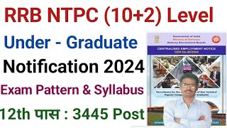 RRB NTPC 102 Level Undergraduate Notification 2024 [upl. by Raymonds]