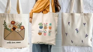 Use plain fabric to create beautiful embroidered tote bags  Embroidered handmade bags  Fashionista [upl. by Elletnwahs]