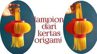 Cara membuat lampion gantung dari kertas origami  hiasan imlek [upl. by Ennalorac552]