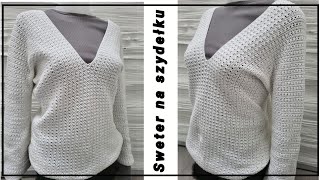 NR37 Hawana Jednopanelowy Sweter na szydełku w Podwójny V dekolt Crochet V neck 1 Panel Sweater [upl. by Anoval]