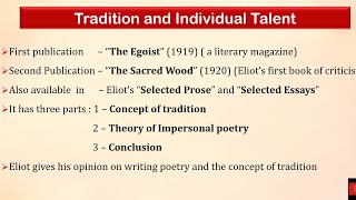 Tradition and The Individual Talent  T S Eliot  Summary in Tamil [upl. by Anirba]