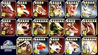 ALL MAX LEVEL 40 CENOZOIC CREATURES JURASSIC WORLD [upl. by Haisa]