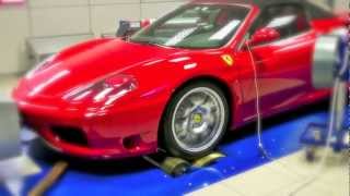 FERRARI F360 MODENA BANCO PROVA  Dyno Test Rotronics by Biesse Racing [upl. by Nosmoht]