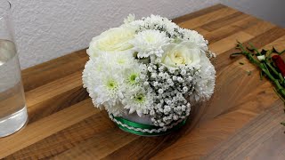 Tischdeko für Hochzeit Konfirmation Kommunion oder Taufe mit Weiße Blumen Floristik Anleitung [upl. by Ak191]