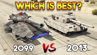 GTA 5 ONLINE  2013 RHINO TANK VS 2099 FUTURE TANK WHICH IS BEST [upl. by Rojam]