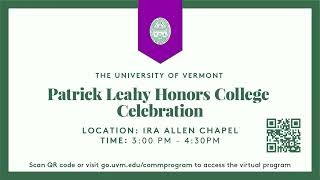 University of Vermont 2023 Patrick Leahy Honors College Scholars Recognition [upl. by Halimak]