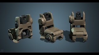 HighPoly Modeling  3DS Max M4 MAGPUL BackUp Sight [upl. by Ellyn]