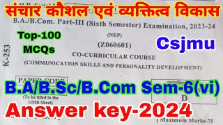 communication skills and personality development  Answer key2024  CSJMU  Cocurricular course [upl. by Connelley]