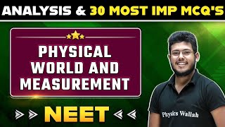 PHYSICAL WORLD amp MEASUREMENT  Chapter Analysis amp 30 MCQs  Physics  NEET [upl. by Meris]