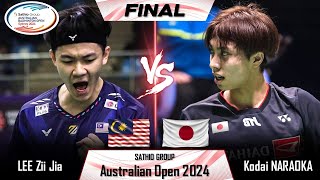 FINAL  LEE Zii Jia MAS vs Kodai NARAOKA JPN  Australian Open 2024 Badminton [upl. by Ahsar]