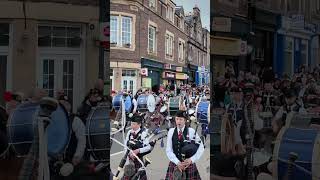 scotlandthebrave by massed pipesanddrums marching to 2024 Crieff Highland Gathering shorts [upl. by Nauhs]