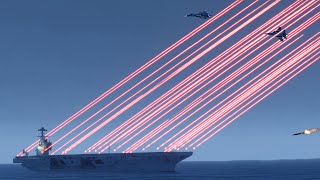 Aircraft Carrier Air Defense System Shooting Down Missiles Jets  Su34  CRAM CIWS  Simulation [upl. by Niraa]