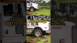 Truck gets bogged while hauling a huge railway station truckerlife heavyhauler stuckinmud [upl. by Si]