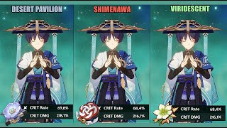 WandererScaramouche  Desert Pavilion vs Shimenawa vs Viridescent  Artifact Comparison [upl. by Heidie975]