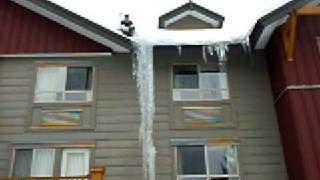 Pemberton Valley Lodge  Giant Icicle Removal  Pemberton BC [upl. by Nyberg]